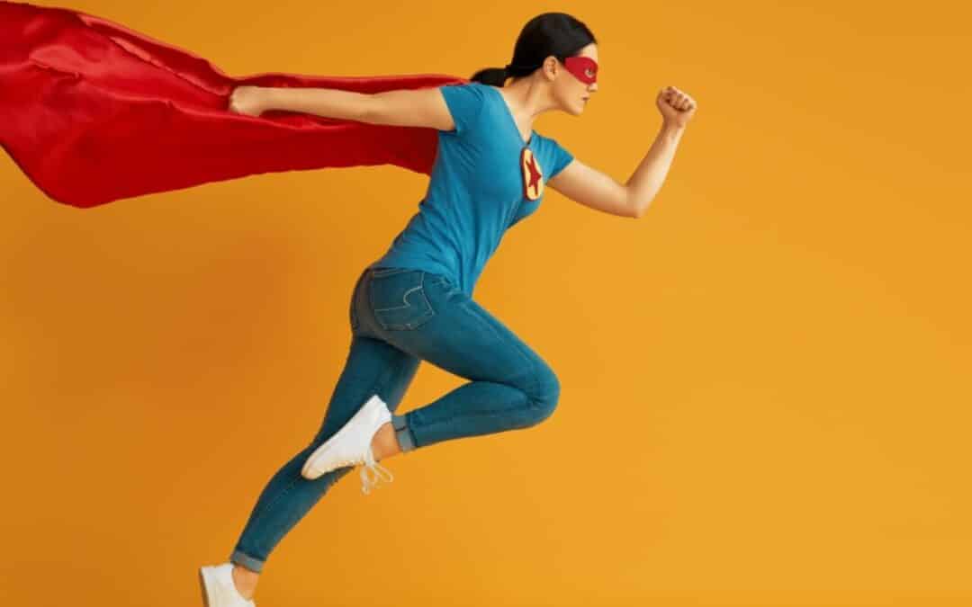 woman in superhero costume building a sustainable fitness routine